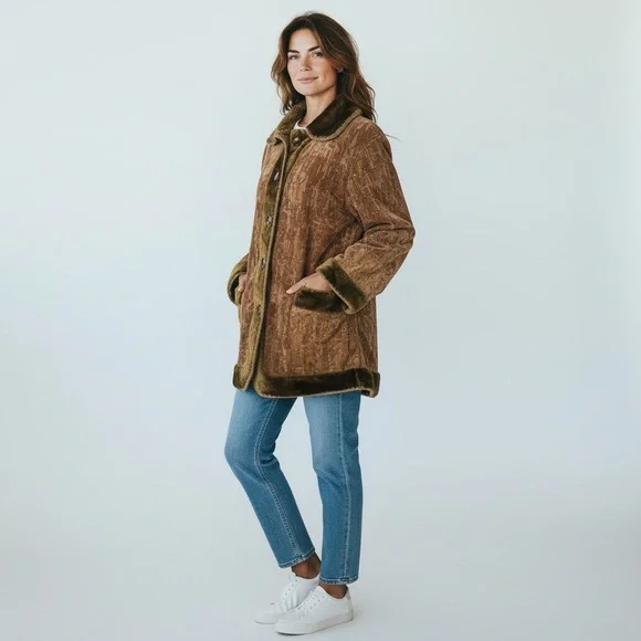 vtg‎ Milly jeans faux suede embellished sherpa coat L - Picture 13 of 13